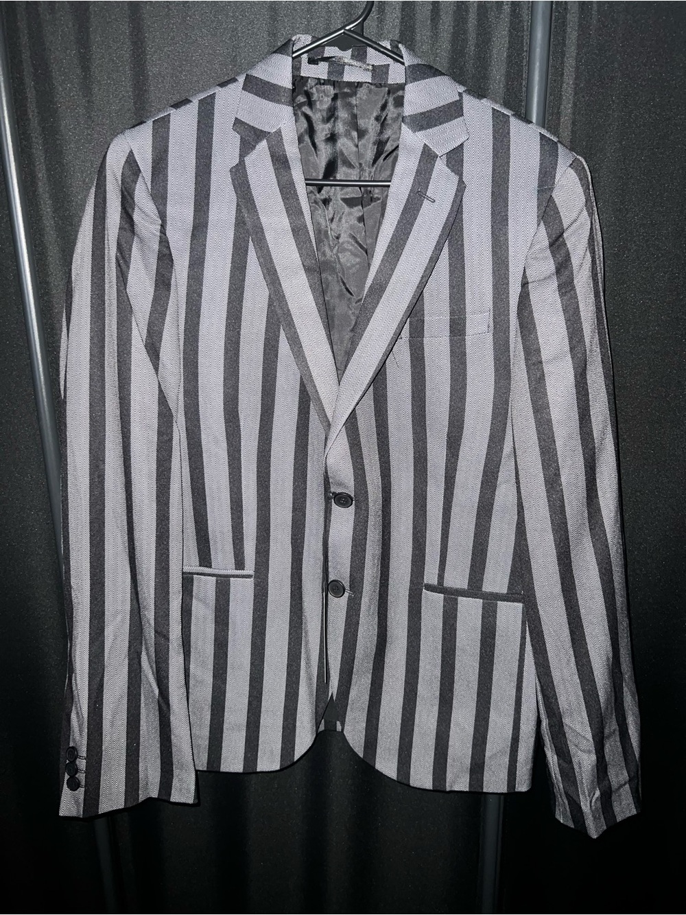 ASOS Gray and Black Vertical Stripe Blazer